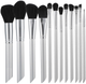 Zestaw pędzli do makijażu Tools For Beauty Mimo srebrno-czarny 12 szt (5903018900285) - obraz 1