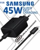 Швидка зарядка 45w + кабель USB-C для Samsung Galaxy Super Fast Charging PD type-C Power Adapter, зарядний пристрій Black. - изображение 1