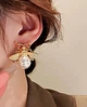 Серьги бижутерия Пчелки с большими бусинами Бело-золотые - изображение 3