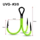 Гачки Spinpoler UV Green Treble Fishhook #3/0, 5 шт. - зображення 2