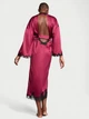 Халат Атласний Victoria's Secret Satin Satin & Rose Lace Open-Back Long Robe XS\S Бордовий (26811398D) - зображення 2