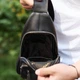 Сумка-слинг мужская черная через плече из натуральной кожи TIDING BAG 32545 - изображение 2