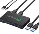USB 3.0 свитч KVM 2 разъема/порта вход, 4 порта выход для мышки, клавиатуры, Scanner Printer Sharing Switch свитч Черный - зображення 1