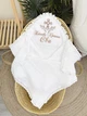 Крыжма для девочки Family Tradition муслин с вышивкой и кружевом 100х100 см белая Таинство Крещения Евы - изображение 1