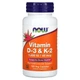 NOW Foods вітаміни D3 і K2 120 рослинних капсул. Д3 (1000 МО) і вітамін K2 (45 мкг)(733739003690) - зображення 1