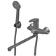 Змішувач для ванни PLAMIX CEZAR-006 EURO SET GRAPHITE (з шлангом, лійкою та кронштейном) (Колір графіт) (PM0691) - изображение 1