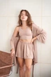 Пижама женская тройка халат топ шорты Merlin Collection L-XL бежевый - изображение 12