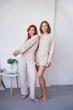 Жіночий домашній комплект трійка кофта шорти та штани Carmen L-XL бежевий - зображення 2
