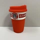 Стакан керамический с силиконовой крышкой 360 мл Starbucks 9702 красный с белым - изображение 1