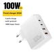 Сетевое зарядное устройство 100W Essager GAN для ноутбука быстрая зарядка QC3.0/PD3.0 4 порта 2 x Type-C + 2 x USB-A White - изображение 2