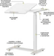 Приставной мобильный столик с регулировкой высоты Hommex Mobidesk Duo USB White (TH-010-2 White) - изображение 2