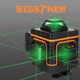 Лазерный уровень 4D на 16 линий (360°) Bigstren — Профессиональный зеленый нивелир с пультиком, магнитным креплением и кейсом - изображение 5