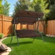 Садовые Качели до 260 кг Трехместные с Навесом Тентом 4Рoints Garden Brown Коричневая Садовая Качеля для 3 Человек с Козырьком - изображение 7