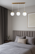Люстра подвесная золотая с тремя белыми шарами Loft Modern Glass Sneha (9969569856/3) - изображение 3