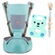 Детский хипсит эрго-рюкзак Baby Carrier и прорезыватель Мишка с держателем бусины Голубой n-13035 - изображение 1