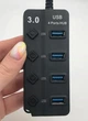 Хаб USB 3.0 длинный кабель USB 1.2 м на 4 порта концентратор Черный USB-хаб HUB с выключателями Черный - изображение 12