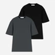 Набор футболок хлопковых длинных мужских Ray Oversize U0104M-Dark Grey-Black 2XL/3XL 2 шт Темно-серый/Черный (RAY2000000037721) - изображение 1