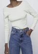 Светр жіночий ZARA Sweater Women's Yellow Mint Cropped Striped Scoop Back S Жовтий (3519\031\423) - зображення 4