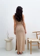 Ажурное летнее платье длинное ART KNIT бежевое, S-M 037691 - изображение 3