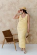 Ажурное летнее платье ART KNIT длинное желтое, S-M 040331 - изображение 5