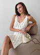 Ажурное летнее платье короткое ART KNIT молочное, M-L 037696 - изображение 8