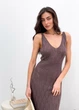 Ажурное летнее платье длинное ART KNIT кофейное, S-M 037687 - изображение 3