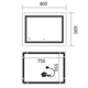 Зеркало Mixxus Premium QUADRO MR20-80x60-Reverse с Led Touch, Anti-fog, диммером, регулятором яркости (MP6619) - изображение 3