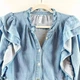 Сорочка жіноча ZARA Ruffle Trimmed Long Sleeve Button Down Denim Chambray Blue Medium M Блакитна (6929\005\406) - зображення 5