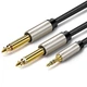 Аналоговий кабель Ugreen AV126 3.5 mm TRS to 2 x 6.3 mm TS, 2 m Gray 10615 - зображення 1