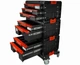 Модульний комплект ящиків на платформі на колесах QQbrick System PRO Drawer Workshop Set 1 Набір висувних ящиків для інструментів на коліщатках для домашньої майстерні та гаражу Органайзер Чорно-червоний - зображення 2