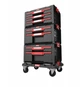 Модульний комплект ящиків на платформі на колесах QQbrick System PRO Drawer Workshop Set 1 Набір висувних ящиків для інструментів на коліщатках для домашньої майстерні та гаражу Органайзер Чорно-червоний - зображення 5