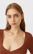 Топ Stradivarius коричневий NAZFU131 S - изображение 3
