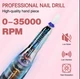 Портативный фрезер JF-603 на аккумуляторе (2600 mAh) на 35 Вт. и 35 000 об. с дисплеем, на USB- для маникюра Черный - изображение 8