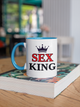Чашка керамічна Sex King 330 мл Біла з блакитною ручкою - изображение 3