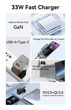 Зарядний пристрій ESSAGER GAN 33W USB-C+USB-A White - зображення 2