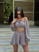 Женский костюм двойка топ+шорты кофейного цвета 33795 42/46 - изображение 3