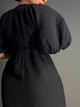 Платье женское Mix Ray 4196 длинное с разрезом узел на груди из муслина S черное - изображение 7