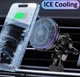 Магнитный Держатель Кулер Охладитель для телефона в авто DM ICE Cool X82 MagSafe Беспроводная зарядка 15 Вт Type-C для iPhone Samsung Google Pixel Автодержатель на вентиляционную решетку дефлектор Радіатор + USB Type-C Кабель магсейф максейф Round Black - изображение 2