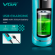Триммер для стрижки VGR V-299 BLACK, 4 насадки, 9000RPM, 2000 mAh, 5 уровней скорости, LED дисплей - изображение 6