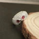 Серебристое кольцо в виде совы с красными глазами милое регулируемое - изображение 1
