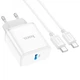 Зарядное устройство для телефона Hoco C104A 20W с кабелем Type-C to Lightning быстрая зарядка белый - изображение 3