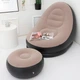 Надувний диван з пуфом та насосом 116×88×83 см Air Sofa, бежевий, міцна модель для дому та дачі - зображення 1