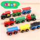 Zestaw pociągów i lokomotyw LEAN Toys Drewniany z magnesami 12 elementów 20306 (5905991025894) - obraz 2