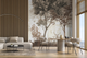 Фотообои флизелиновые Walldeco Лес с оленями u72134d1 бежево-коричневый 100х100 см - изображение 1
