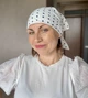 Муслинова хустка на голову в горошок 60*60 см біла - зображення 4