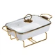 Керамический мармит на 1 литр на металлической подставке, для сервировки - изображение 1