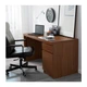 Письменный стол IKEA MALM 140x65 см коричневая морилка ясеневый шпон 203.275.06 - изображение 2
