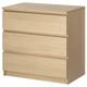 Комод с 3 ящиками IKEA MALM дубовый шпон беленый 701.786.03 - зображення 1