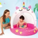 Детский надувной бассейн Intex 58438-3 Единорог круглый виниловый с навесом 10 шариками тентом подстилкой и насосом 102х102 см Бело-розовый (127-9-58438-3) - изображение 3