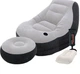 Надувное кресло Intex 68564-2 из ПВХ 130х99х76 см с круглым пуфом 64х28 см ручным насосом и подушкой Серый (127-9-68564-2) - изображение 1